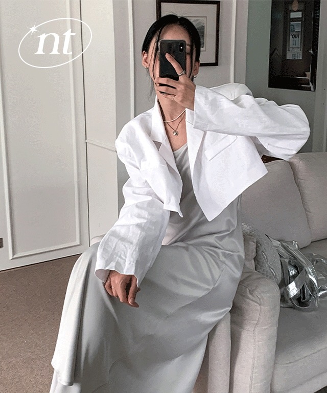 [ノンタイトル] ダフリンネンクロップジャケット4col