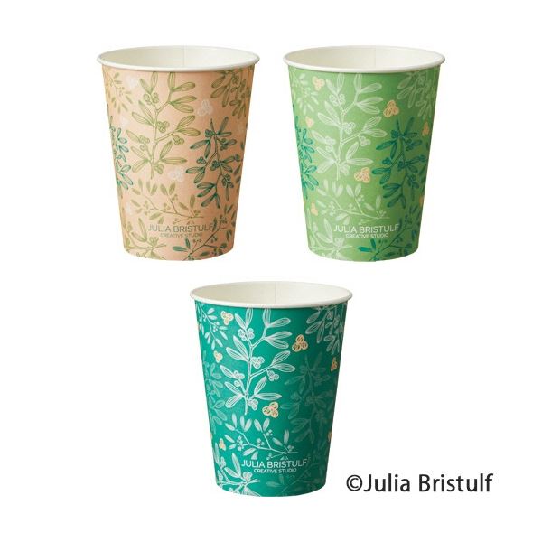 (まとめ) TANOSEE 紙コップ BerryLeaf(ベリーリーフ) 275ml(9オンス) 1パック(100個) (×5セット)