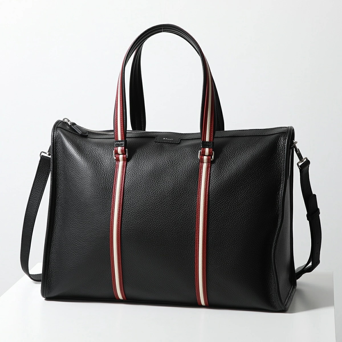 BALLY バリー トートバッグ CODE ZIP TOTE メンズ ショルダーバッグ クロスボディ レザー バリーストライプ ロゴ 鞄 U901P/BLACK+PALLADIO