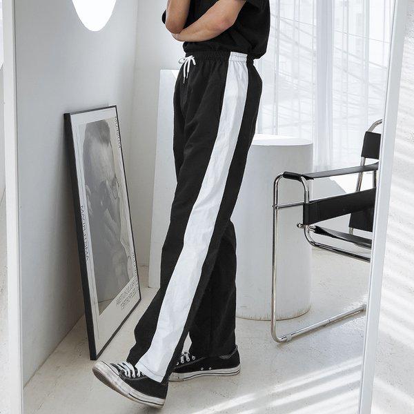 男性用トラック セミワイド バンディング パンツ 5C-PTA-Q089-ブラック