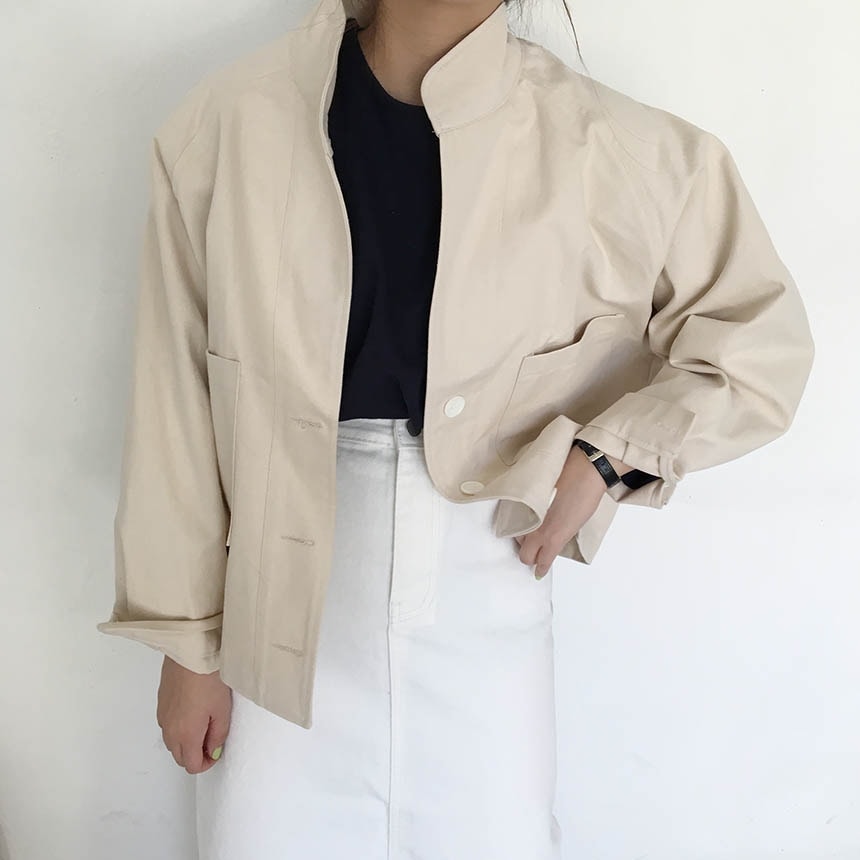 ハイネック コットン フィールドジャケット ジャンパー(2color) 4,622円