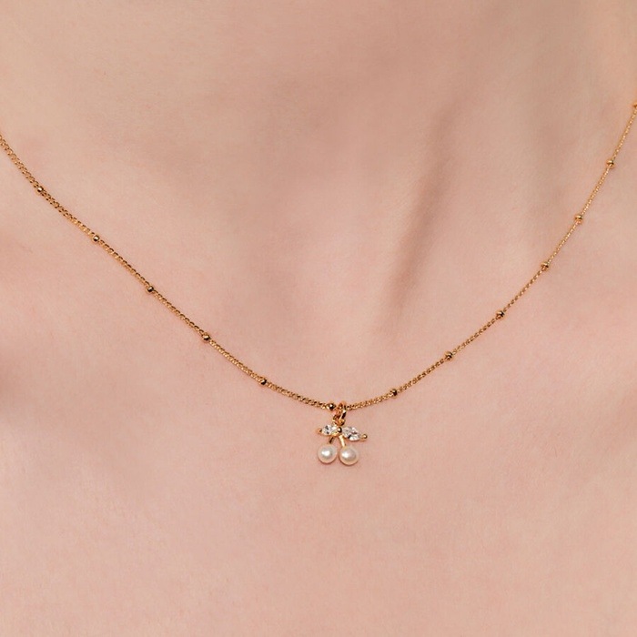 エスパウィンタービリーシュン着用high-quality cherry necklace/韓国の人気ブランド 韓国正規品 韓国の人気商品 韓国ファッション 韓国ジュエリー デイリーアクセサリー S