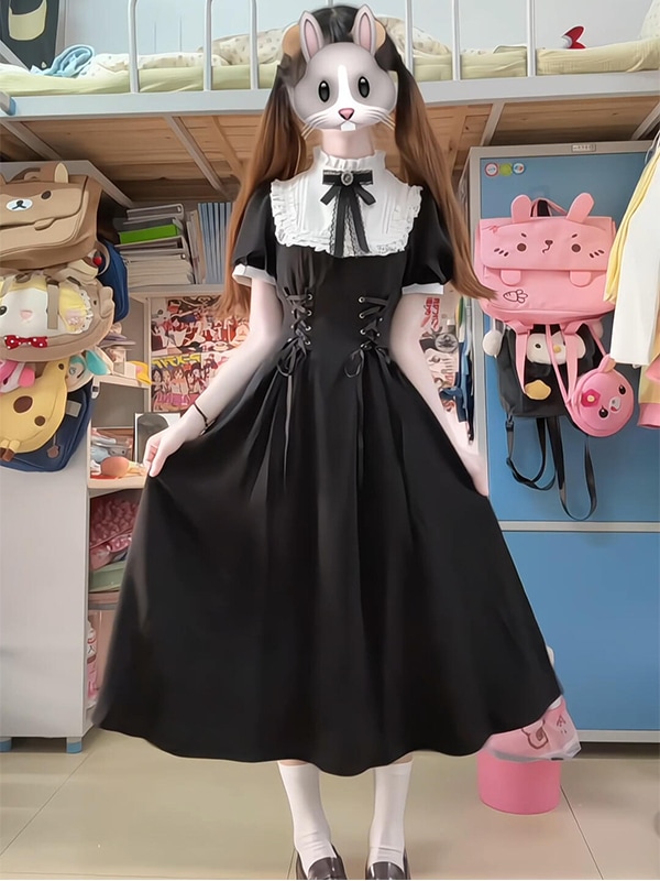 マインタイプの量産型ボウドレスレース気質レースレーススーツロリータスカート