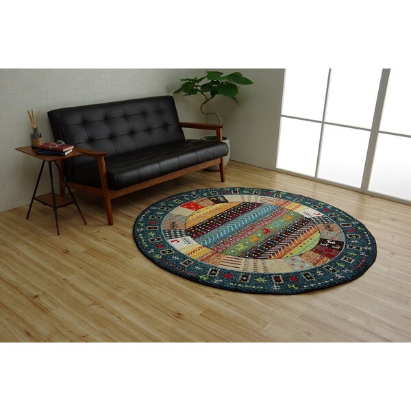 1320370190301 イビサ NV 160R ネイビー ウィルトン織りラグ メーカー直送