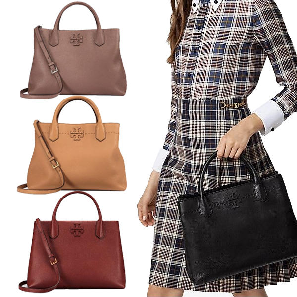 トリプルコンパートメントサッチェルハンドトートバッグ ブラック 黒 40405