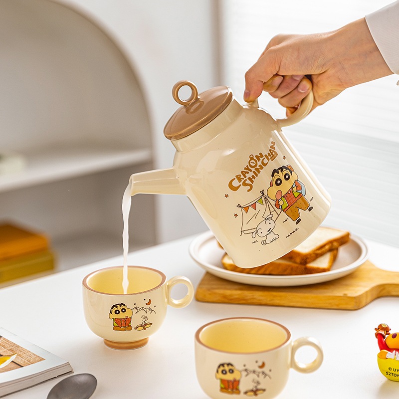 【2個】アニメーション&セラミックティーポットティー家庭用耐熱ティーカップケトルティーセットキャンプ
