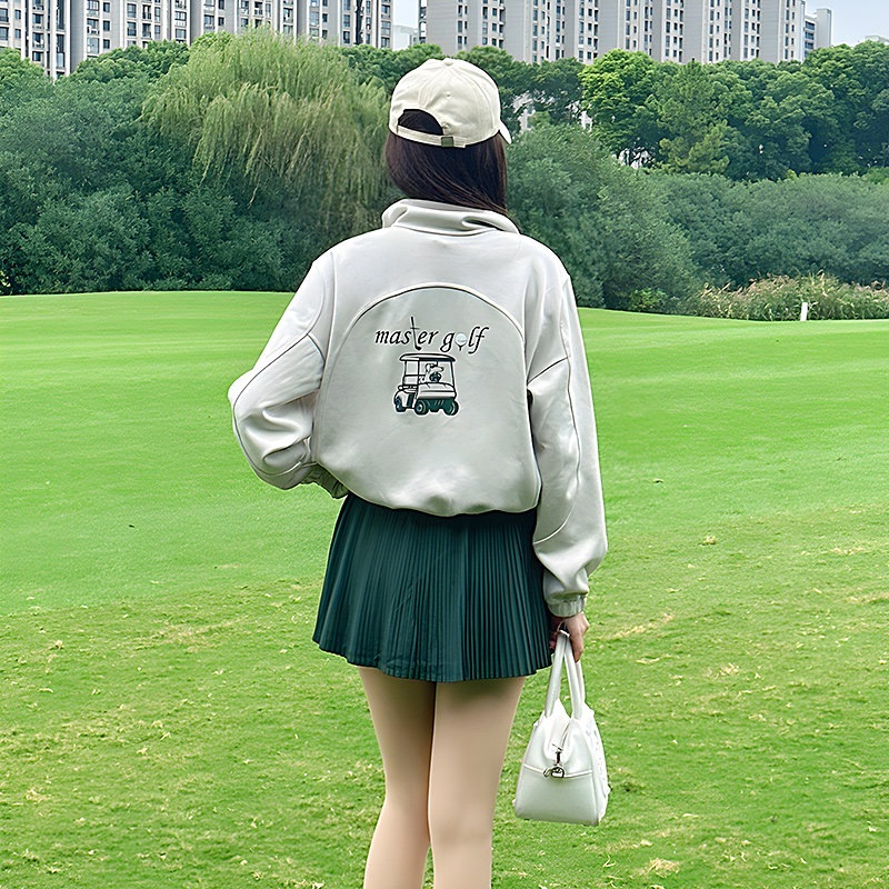 2026新作 ゴルフウェア スカート 長袖 パーカー ホワイト グリーン 日焼け止め レディース ゴルフ スポーツ