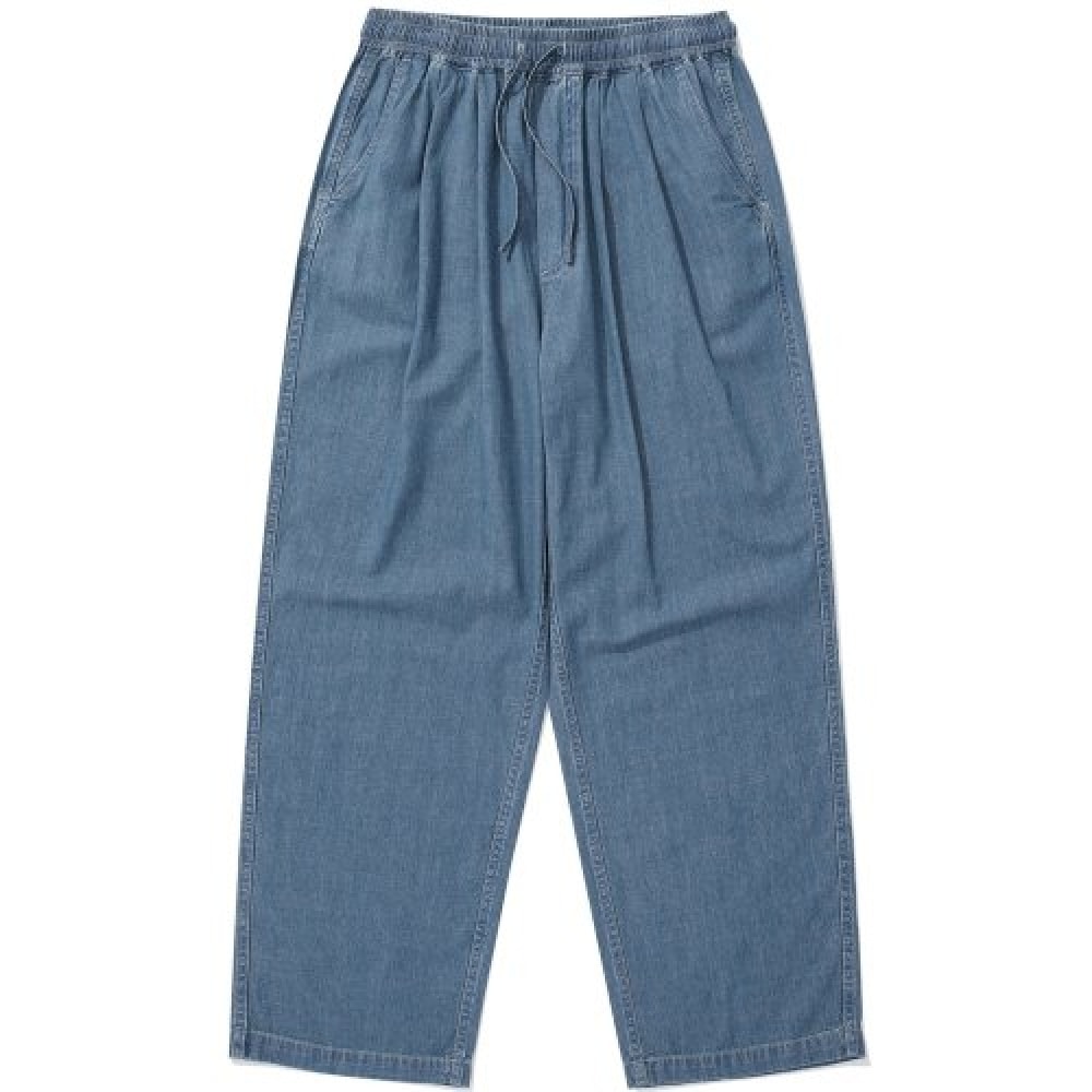 コロンビア大学 SLラベルルーズフィットデニムピンタックパンツライトデニム