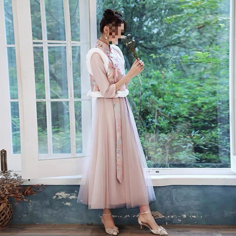 【2枚購入で 3oo円OFF】ブリスメイドスーツ2025冬冬のスタイル姉妹グループドレスウィンタータンスーツ女性チョンサムスカート冬スタイル