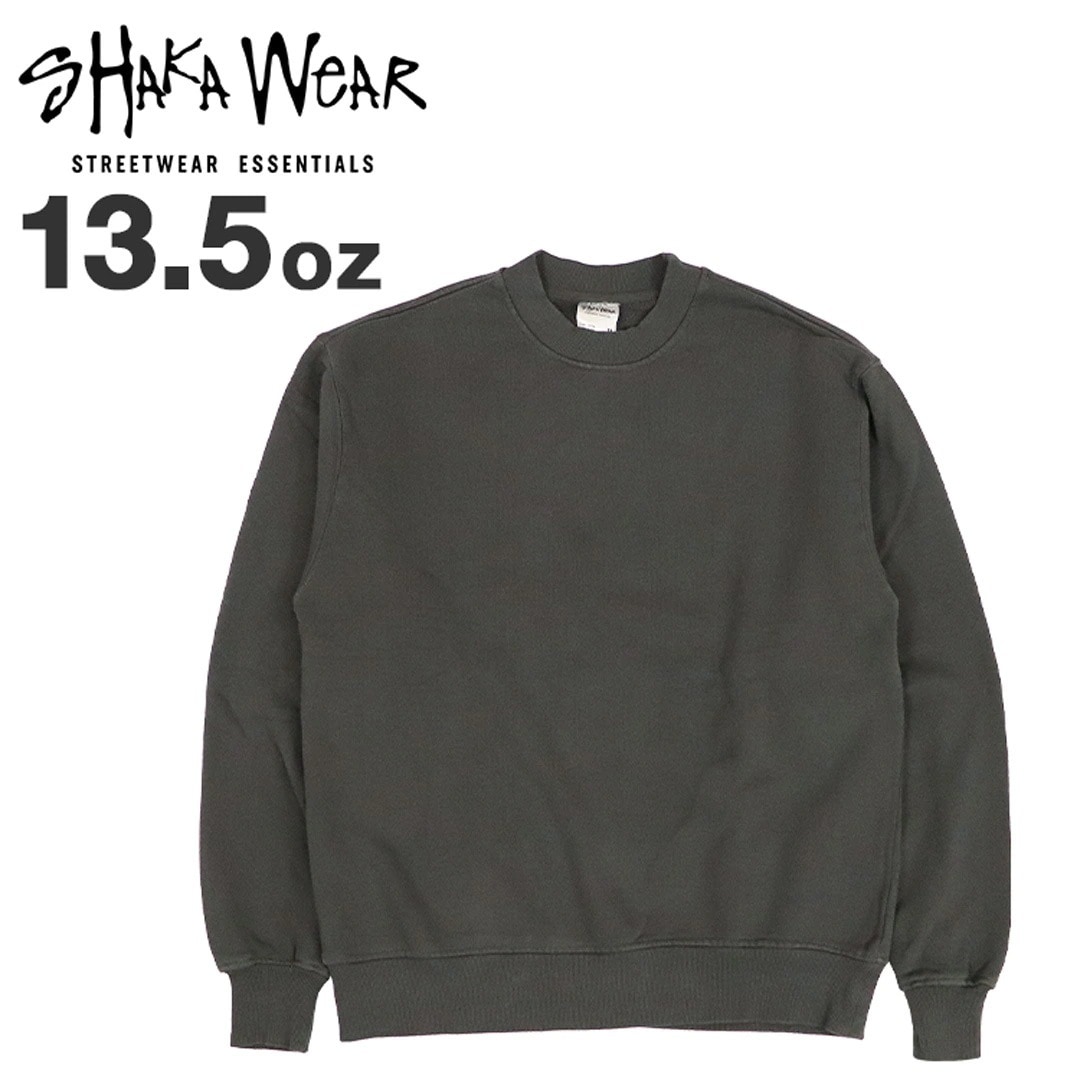 スウェット トレーナー Shaka Wear メンズ ヘビーウェイト 無地 13.5oz 厚手 ガーメントダイ トップス 長袖 ブランド ストリート シンプル 秋 冬