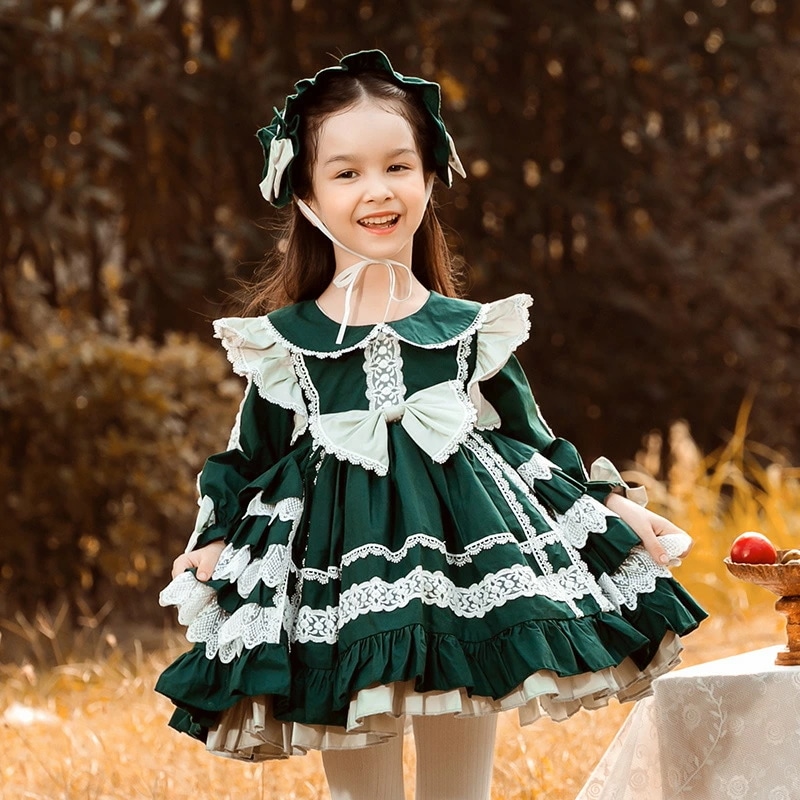 女の子 ワンピース　ロリータワンピース 長袖　幼稚園 子供服 フォーマル キッズ お出かけ　ワンピース 女の子 小学校 コスチューム キッズドレス お姫様コスチューム キッズドレス レース フリル　子