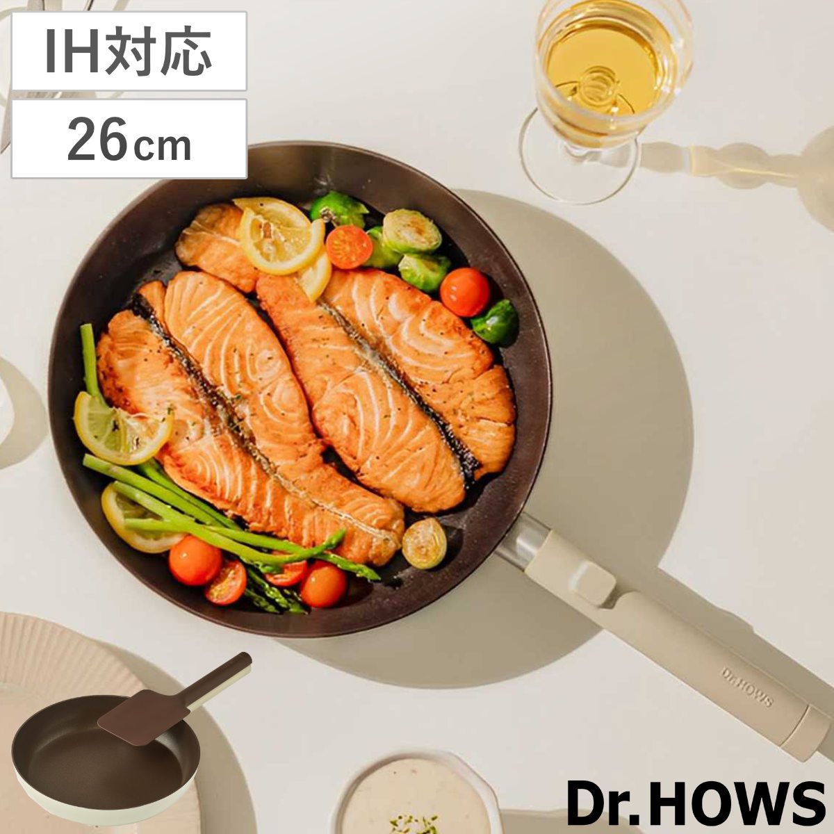 フライパン 26cm IH対応 LUMI ドクターハウス Dr.HOWS ガス火対応 炒め鍋 いため鍋 ふっ素加工 フッ素加工 軽い 韓国 26センチ フッ素コーティング アルミ製 軽量