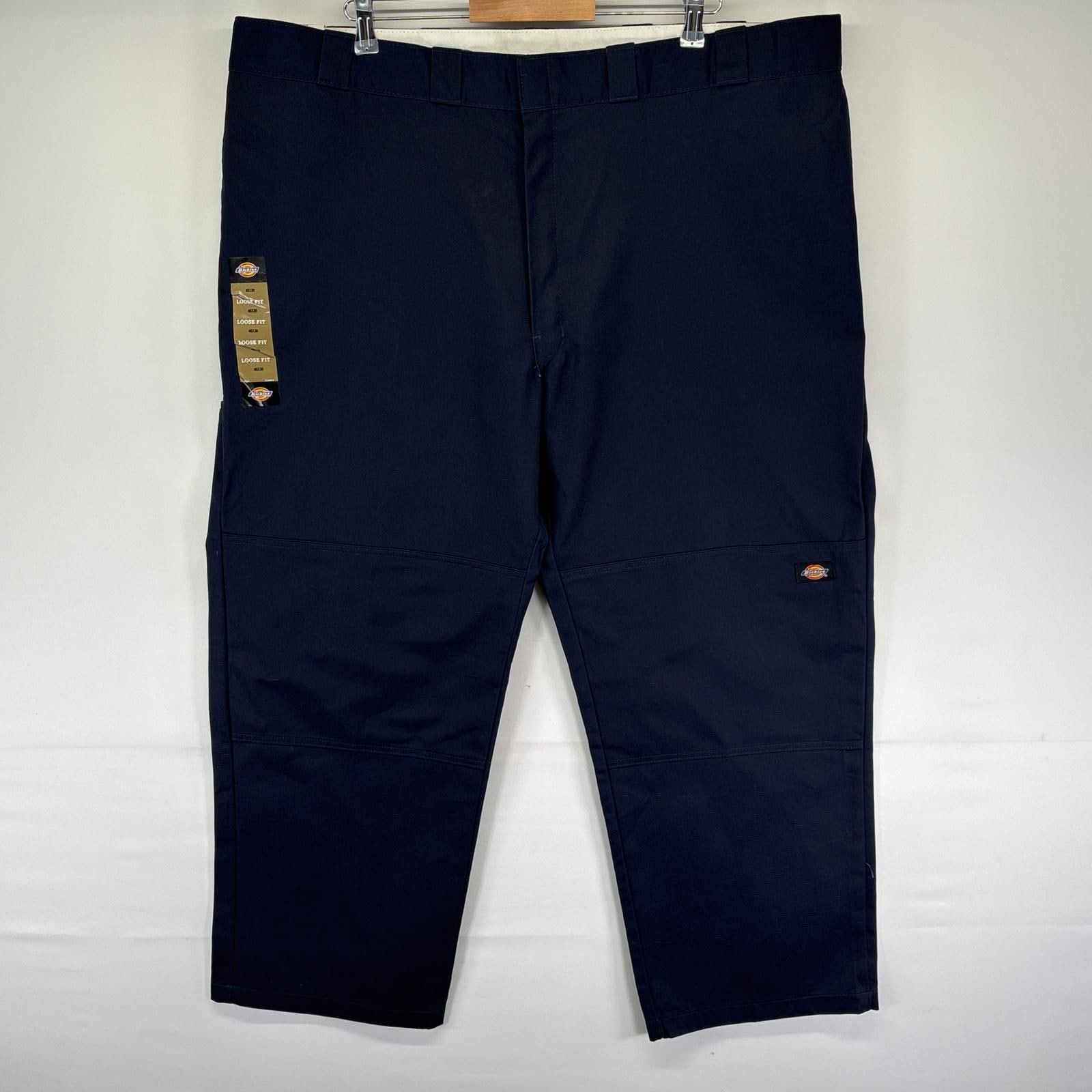 古着 美品 ワークパンツ タグ付き デッドストック ダブルニー ワンポイントロゴ w46 L30 ネイビー メンズ