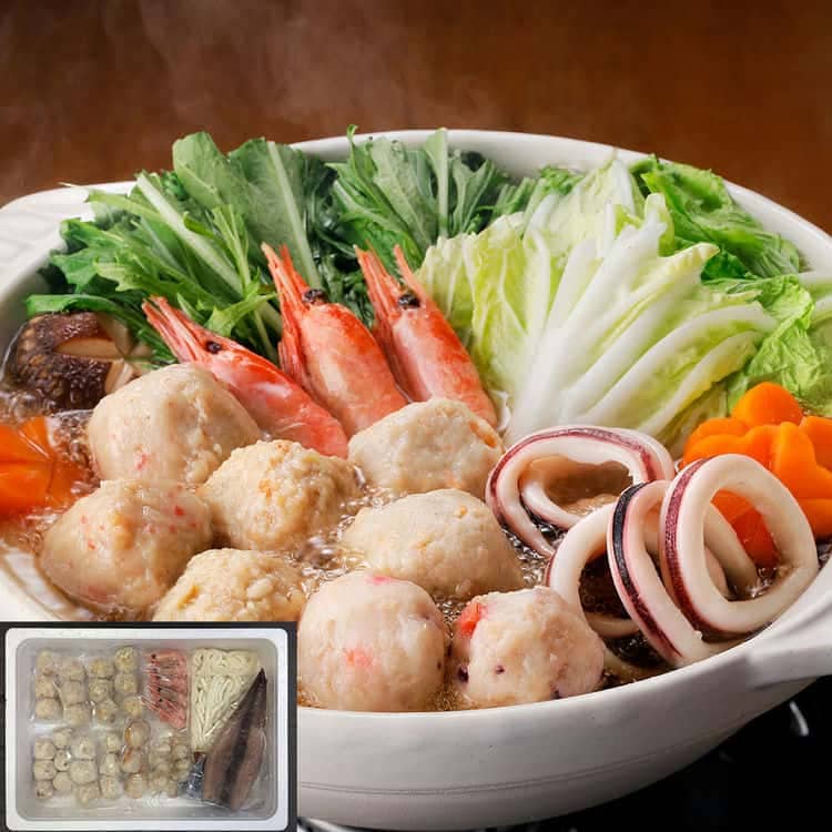 北海道 海鮮つみれ鍋 Cセット(かに入6えび入6とりごぼう6たこ入6海老6帆立3いか1つぶ1袋冷凍うどん1) 離島は配送不可 80262 お歳暮 お中元 お土産 ご進物 ギフト 贈り物に最適