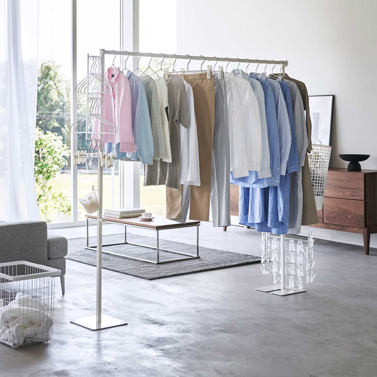 室内干し 山崎実業 tower タワー 折り畳み室内物干し ホワイト