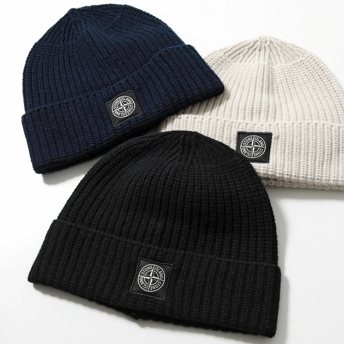 STONE ISLAND ストーンアイランド ニット帽 8115N10B5 メンズ ビーニー リブ ウール 5ゲージ ニットキャップ 帽子 カラー3色