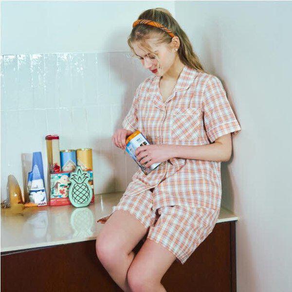 先染めシアサッカーチェック女性パジャマ(SPA2501W)_s