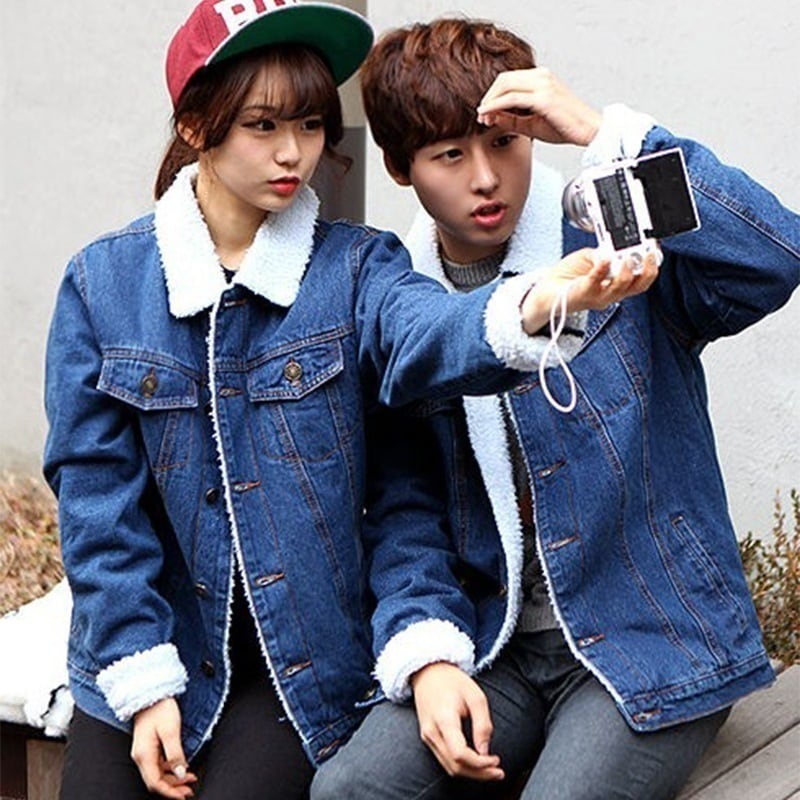 【即納】ライダース デニムジャケットまるで ジャケット ダウンコート 裏起毛 厚手 秋冬 長袖 メンズ レディース デニムコート コート カップル ペアルック 男女兼用 ペア ボアブルゾン ペアルック