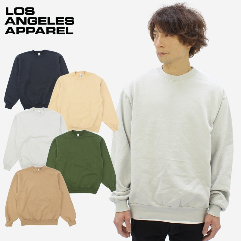 ロサンゼルス アパレル 14oz Garment Dye Heavy Fleece Crew Neck Sweat ユニセックス メンズ レディース クルーネック スウェット