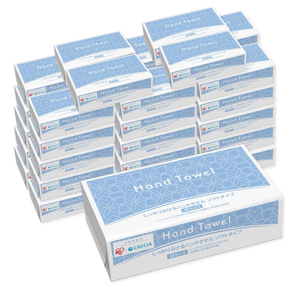 アイリスプラザ(IRIS PLAZA) 【35個セット】アイリス×日本製紙クレシア ペーパータオル 400枚(200組) 2枚重ね 日本製 ハンドタオル Mサイズ