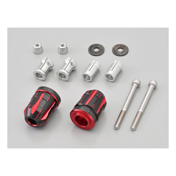 バーエンド スズキ / 汎用 ハンドル内径φ14-19 TECHNO レッド 35470