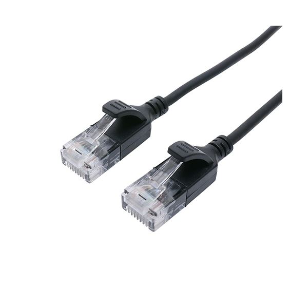 (まとめ) ナカバヤシ ミヨシCAT.6A LANケーブル スリム ブラック 10m C6A-S10BK 1本 (×3セット)