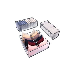 【即納】Mantrahua 仕切りボックス 3点セット（6仕切り+7仕切り+11仕切り） 下着収納ケース ジーンズ収納 ズボン収納ケース 衣装収納ケース 引き出し仕切り 折り畳み 洗濯可能 透明 防塵