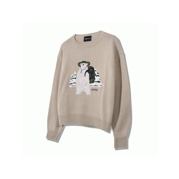 JEEP 男女共用 クマ アップリケ ラウンド ニット ニット 11 JO4KTU002 2_P412358137