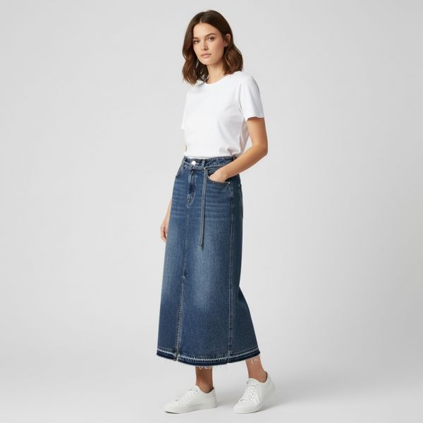 Denim Maxi Skirt Indigo Dark
