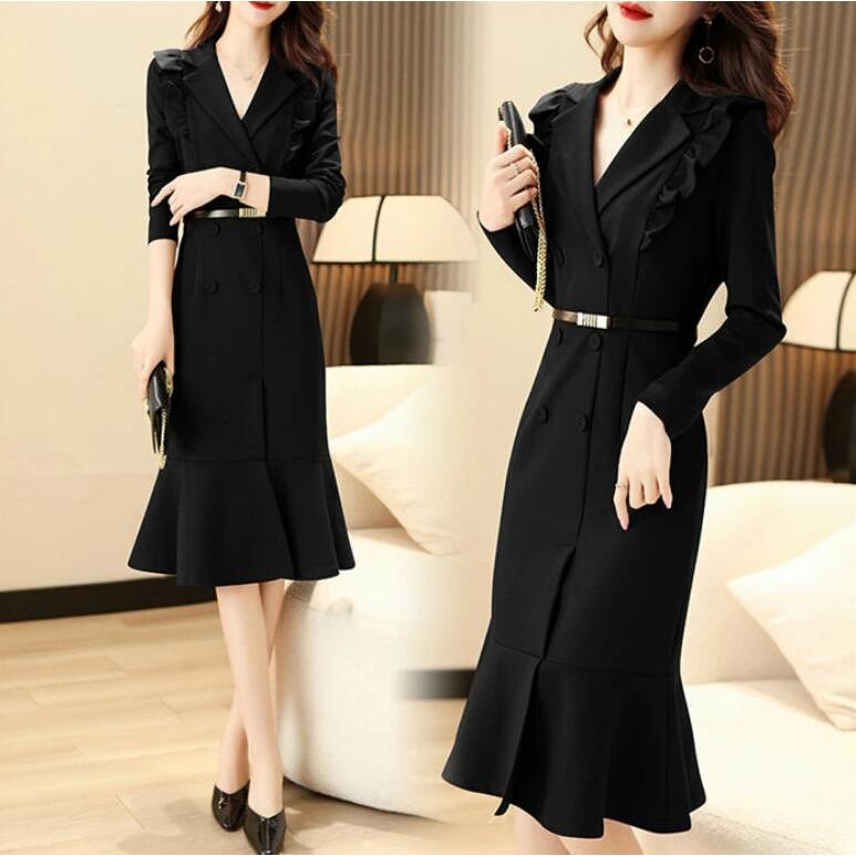 ワンピースレディースフォーマルロングワンピースマーメイド大人入学式ママコーデVネックミモレ丈タイトオフィスきれいめビジネス通勤OL