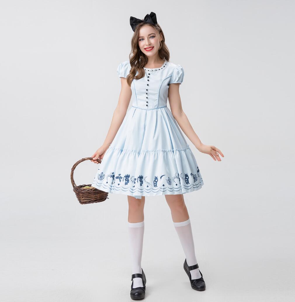 【新作登場 最安値】ロリータワンピース メイド服 可愛いドレス コスチューム メイドコスプレ cosplay 半袖メイド服 ハロウィン衣装 ゴスロリ ワンピース+カチューシャ ウェイトレスコスプレ 萌