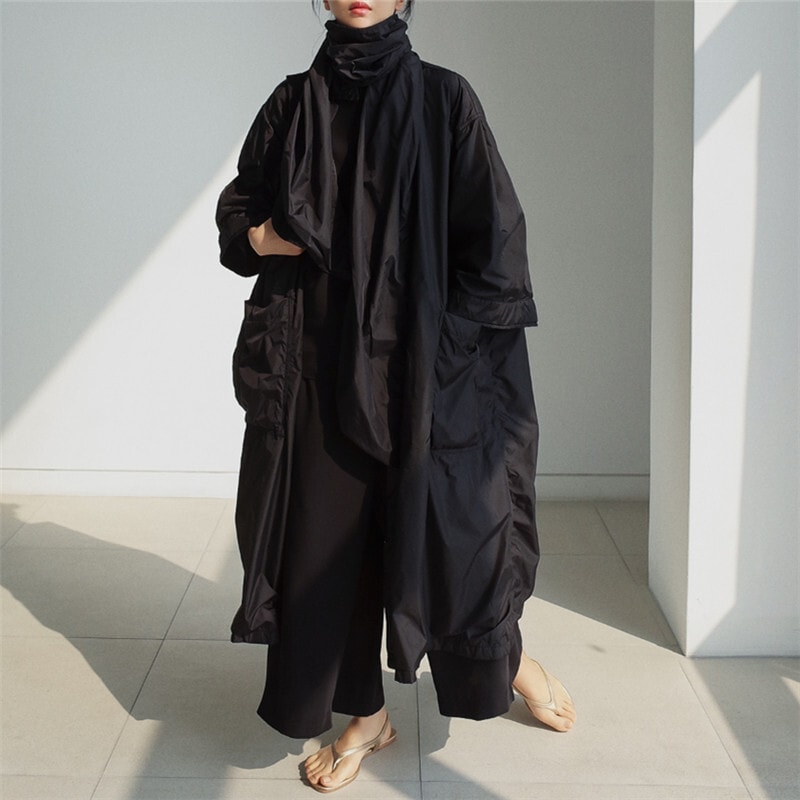 アウター コート ロングコート 7分袖 襟付き ハイネック 前開き ウエストベルト ポケット かわいい 大人可愛い きれいめ シンプル 上品 おしゃれ かっこいい カジュアル レトロ きちんと