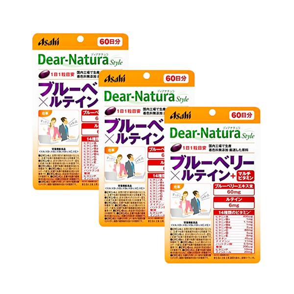 3個セット アサヒ ディアナチュラスタイル ブルーベリー×ルテイン＋マルチビタミン