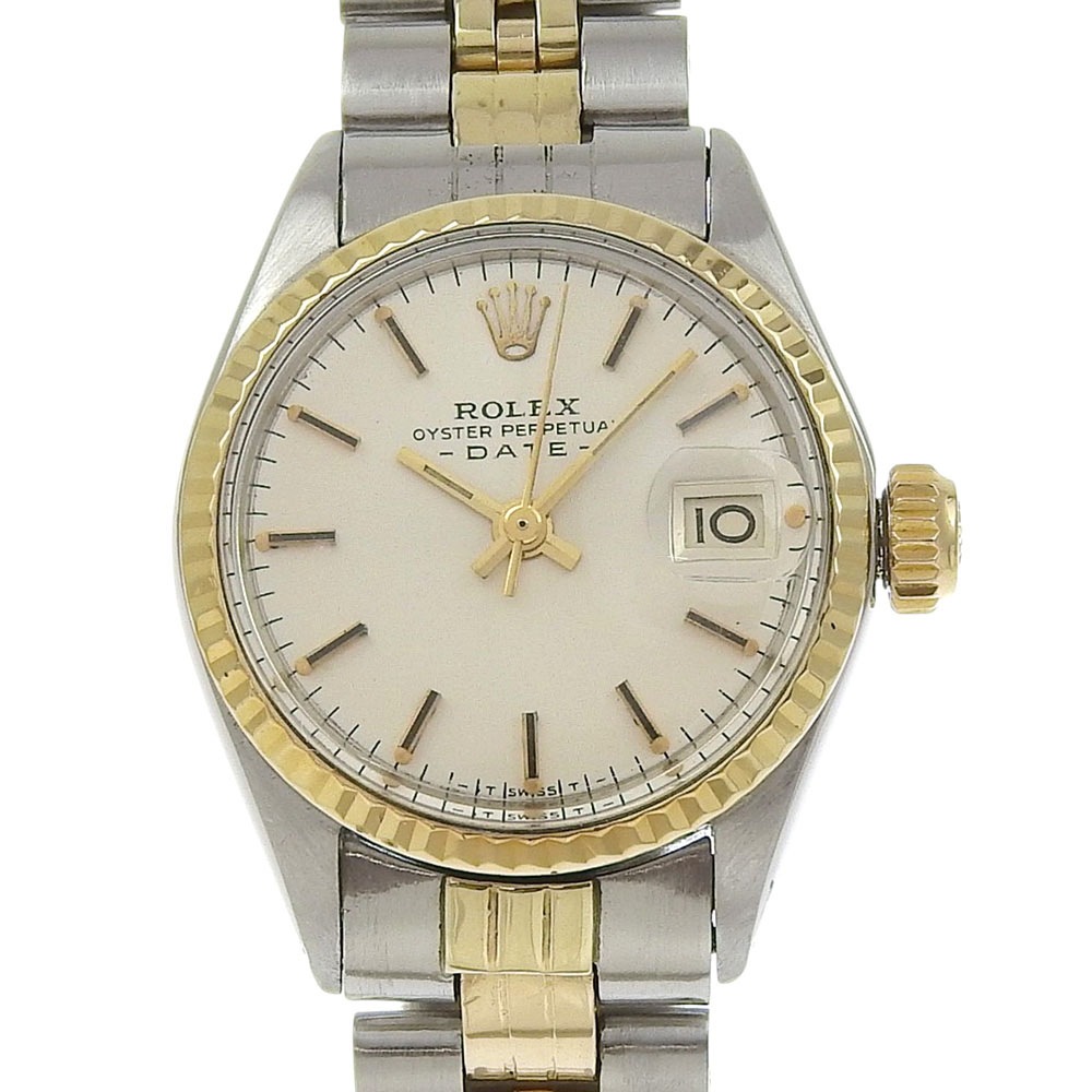 オイスターパーペチュアル デイト cal.1161 6517 腕時計 ステンレススチール K18イエローゴールド 自動巻き アナログ表示 レディース シルバー文字盤 中古品 Aランク