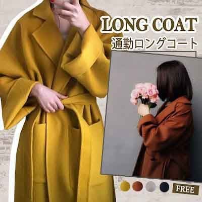 日本と韓版冬日本と韓版デザインラペルラペルロングジンジャーイエロー 母の日-0010384