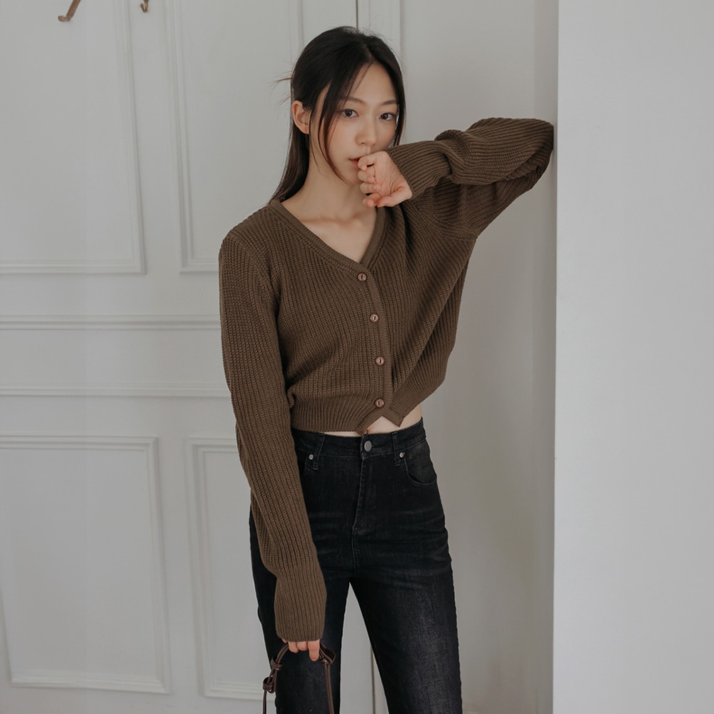 スムーズVネッククロップニットカーディガン