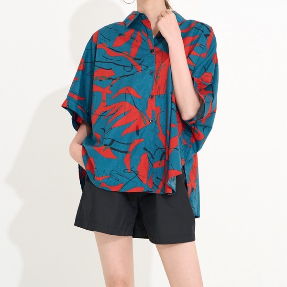 (UNIKE) リーラオータムリーブスアバンフィットカラーシャツ