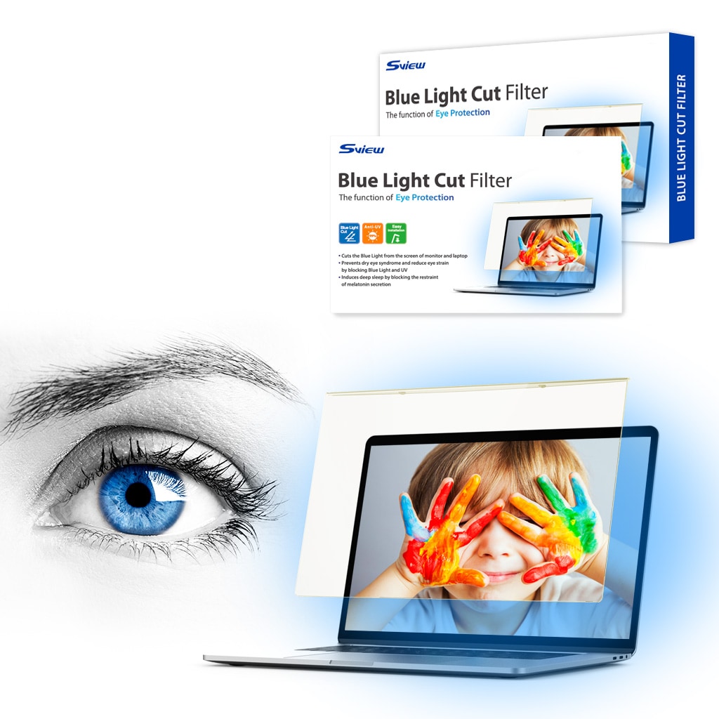 SVIEW KOREA]ブルーライトカット フィルター 液晶 モニター スクリーン アクリル 光沢&つや消し加工面 ブルーライトを3カット 左右30度の視野角