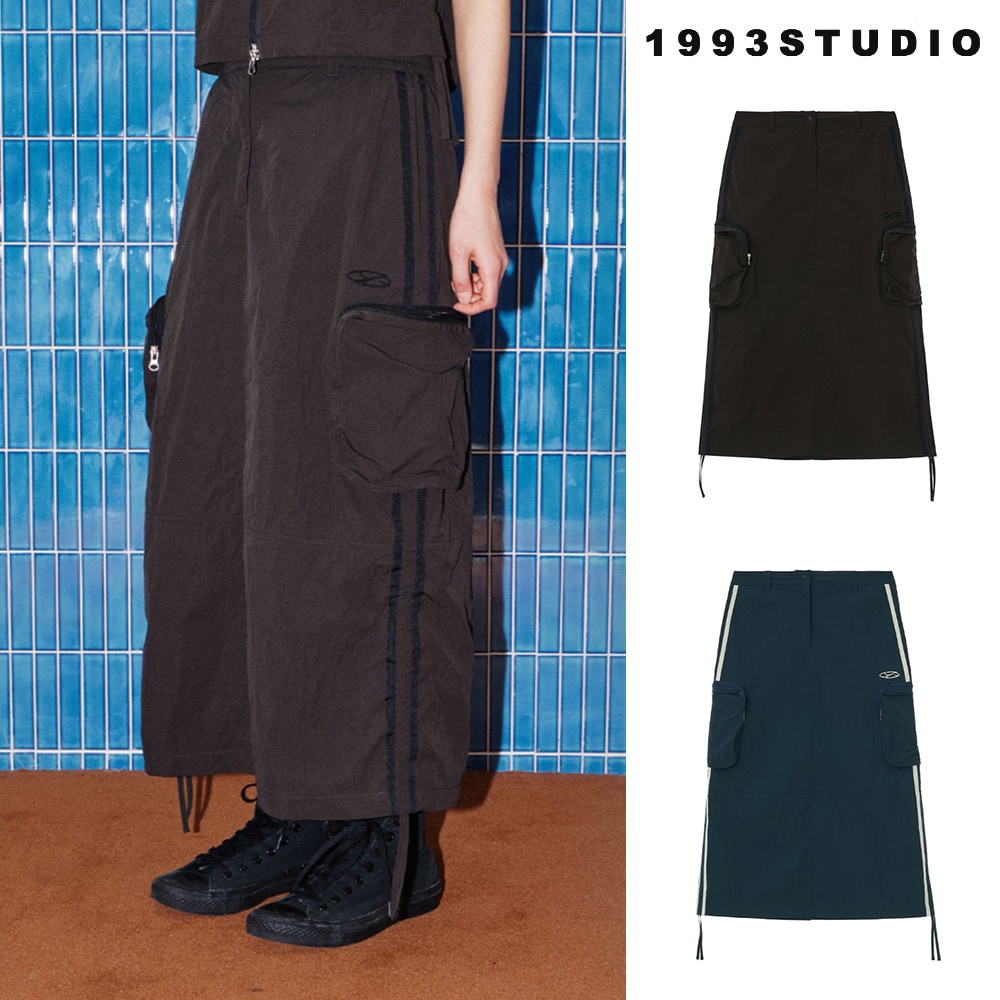 [1993studio] Symbol Logo Track Shirring Long Skirt