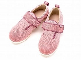 徳武産業 あゆみシューズ 介護靴 施設用 ダブルマジックIII ニット 3E ピンク 両足Lサイズ 1107