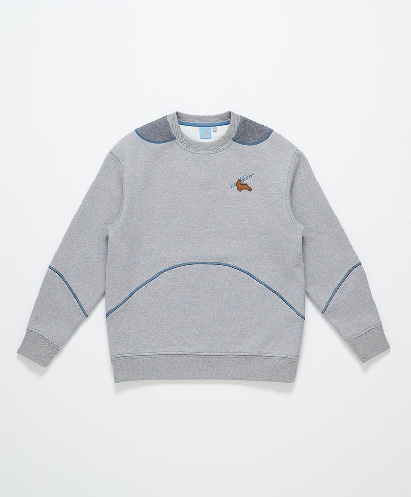 COLOR PATCH WINTER SWEAT SHIRT [MELANGE GRAY]