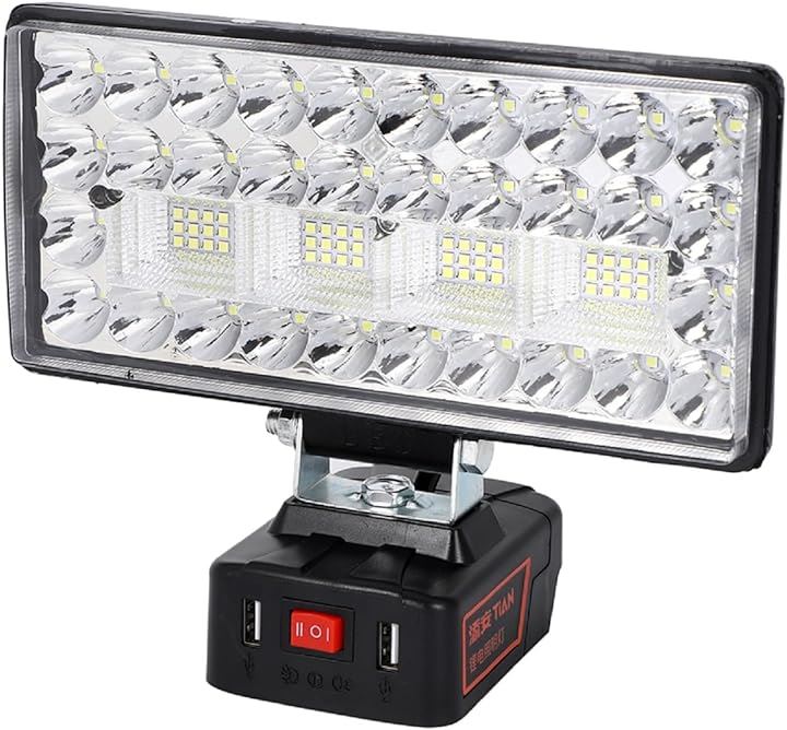 互換 互換 LED ワークライト マキタバッテリー 18V 14V 投光器 DIY 集魚灯 作業 防災 キャンプ 照明 防犯 夜間作 非常灯 災害灯 (ブラック)