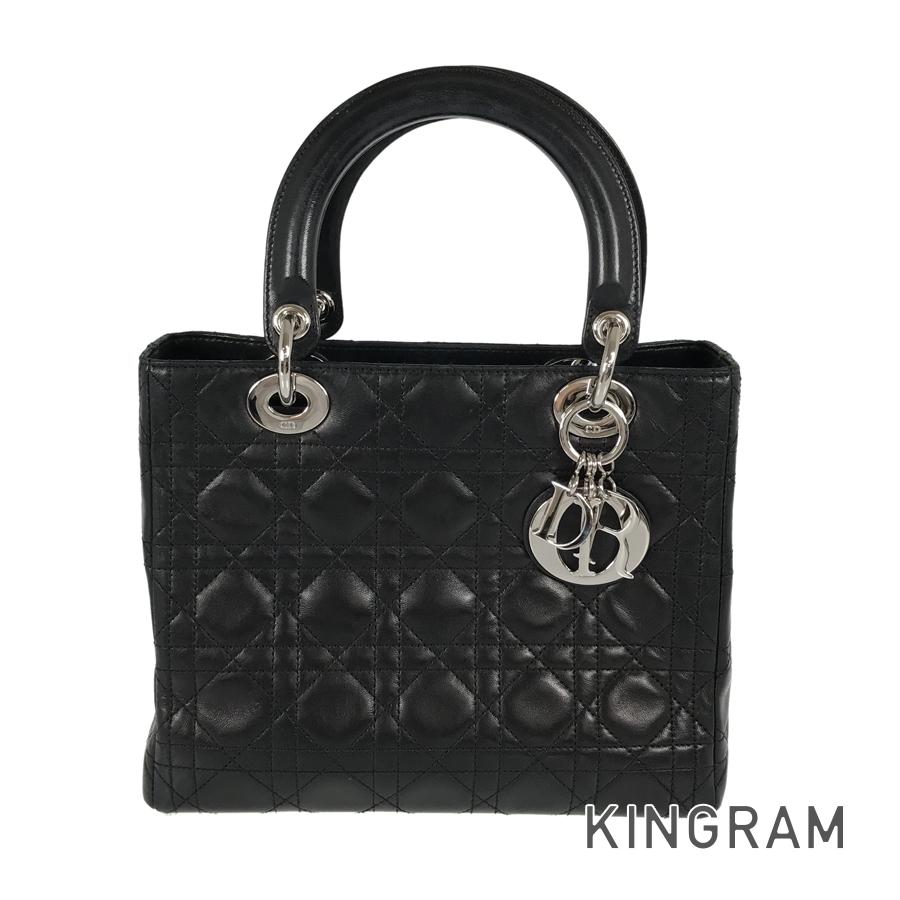 レディディオール カナージュ ミディアム ハンドバッグ te【中古】