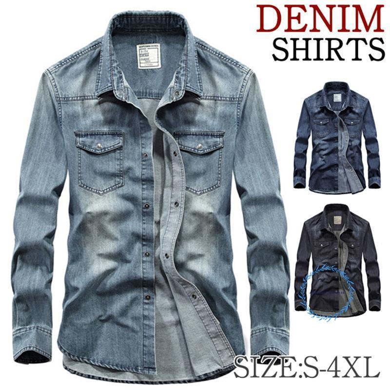 新商品 3日以内に出荷 デニムシャツ メンズ 長袖 シャツ ウエスタンシャツ カジュアル おしゃれ お兄系 コットン アメカジ ワークシャツ クラシック ミリタリー 秋服
