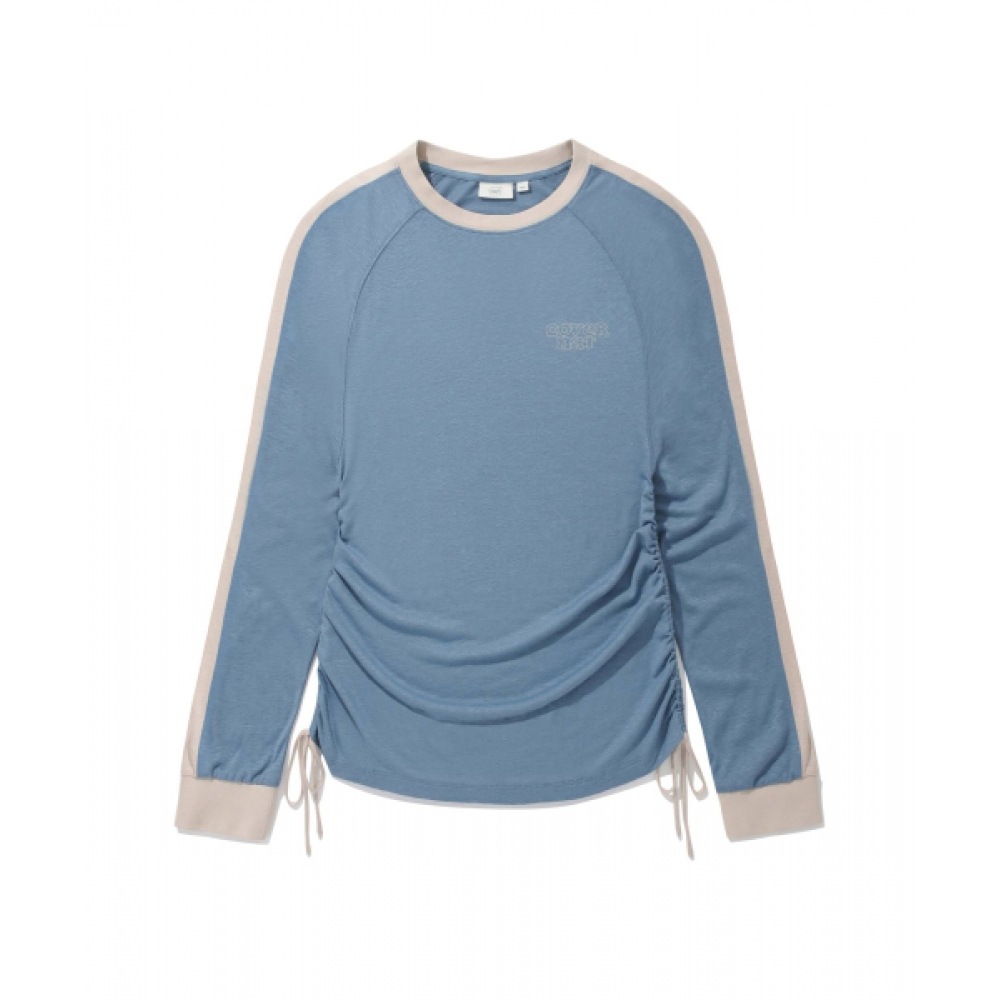 COVERNAT 女性用ラウンドネックシャーリングロングスリーブダークブルー