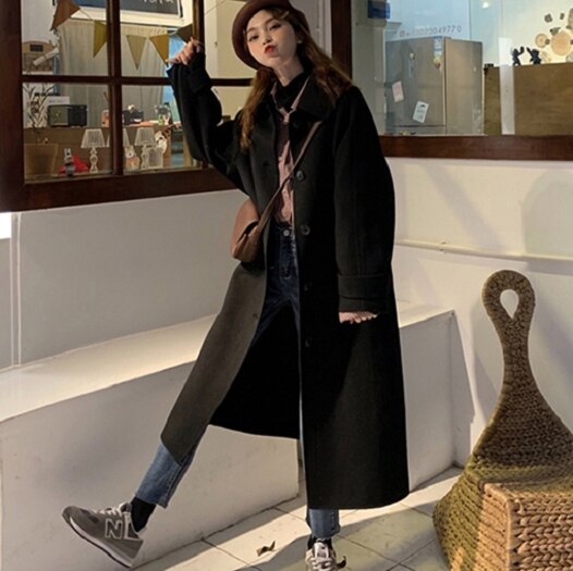 【取寄：納期2週間】ロングコート レディース ステンカラー アウター コート 大きいサイズ 体型カバー 着痩せ 冬 シンプル 韓国 冬アウター カジュアル 長袖 暖かい ロング丈 ロングコート