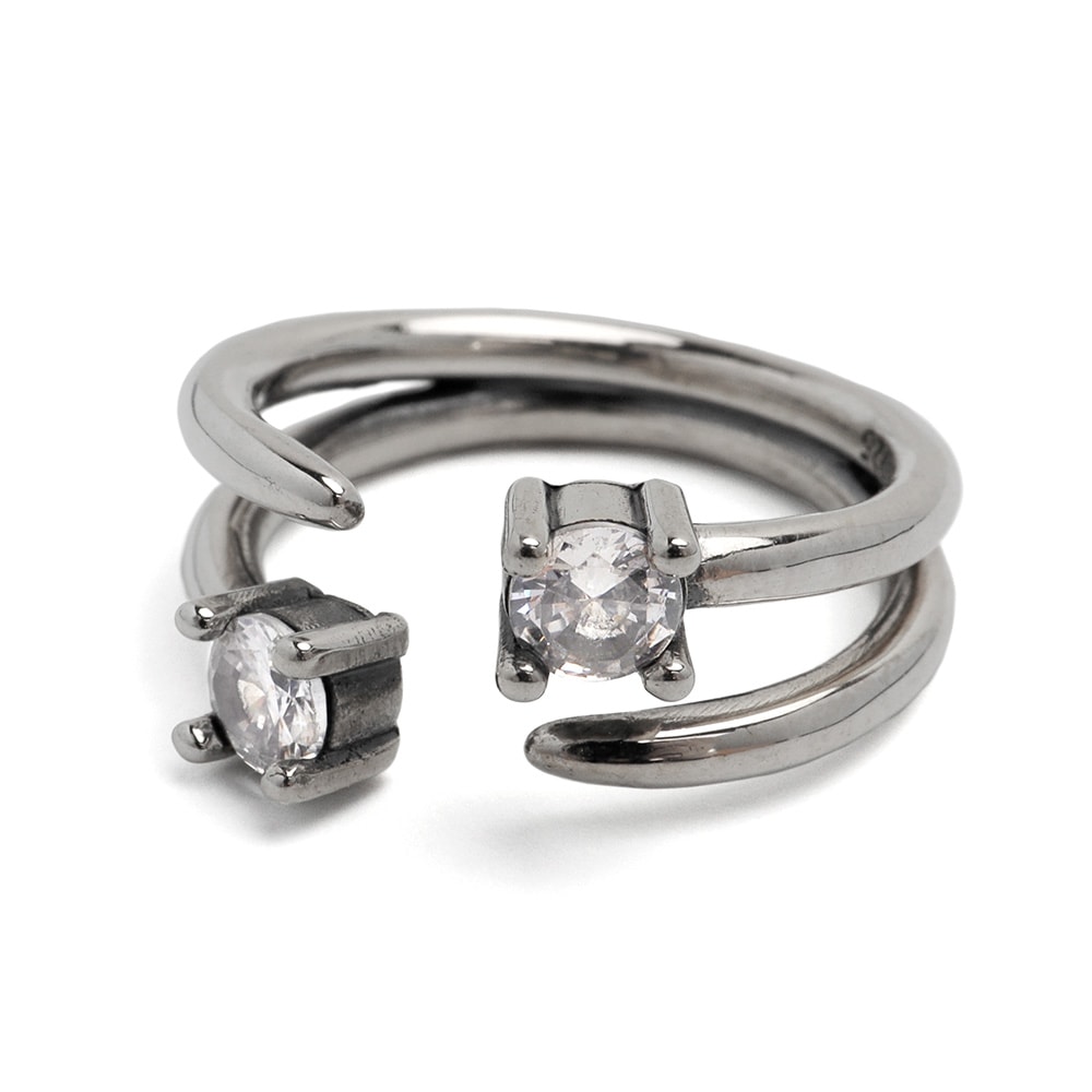 シルバー925 ダブルストーンリング [cr644]