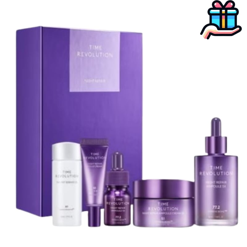[Q10人気]タイムレボリューション ナイトリペア アンプル+クリーム 2種 企画セット 5X 基礎化粧品 スキンケア トーンアップ しわ ツヤ 肌のキメ 保湿 肌のトーン持続力 韓国コスメ 韓国人気