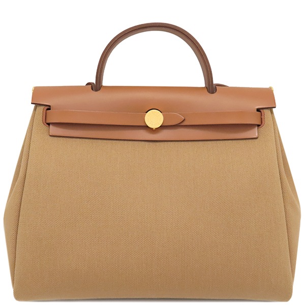 エルメス HERMES 2WAYバッグ エールバッグジップPM 31 トワルミリタリー ヴァッシュハンター チャイ×フォーブ ゴールド金具 茶 トワルミリテール B刻印(2023年製) 【箱】【中古】