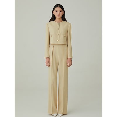 STELLA McCARTNEY フェイクレザートリム ウールブラウス